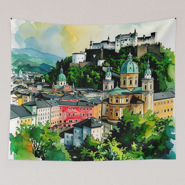 Item preview, Watercolor Design of Salzburg - Austria designed and sold by Sketch-Shack.