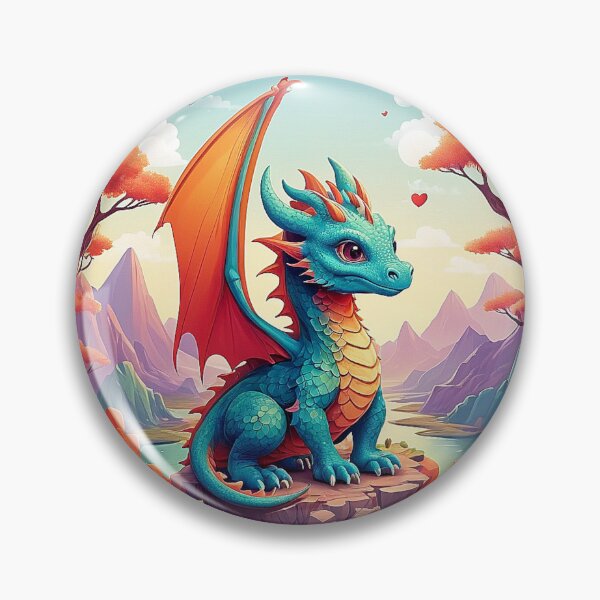 Item preview, Fascinating Turqrange Dragon: On ledge in Blossom Dream designed and sold by Minpadesign.