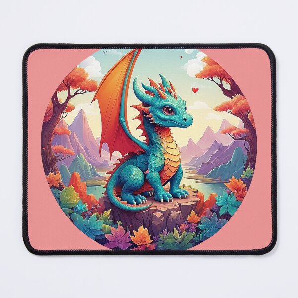 Item preview, Fascinating Turqrange Dragon: On ledge in Blossom Dream designed and sold by Minpadesign.