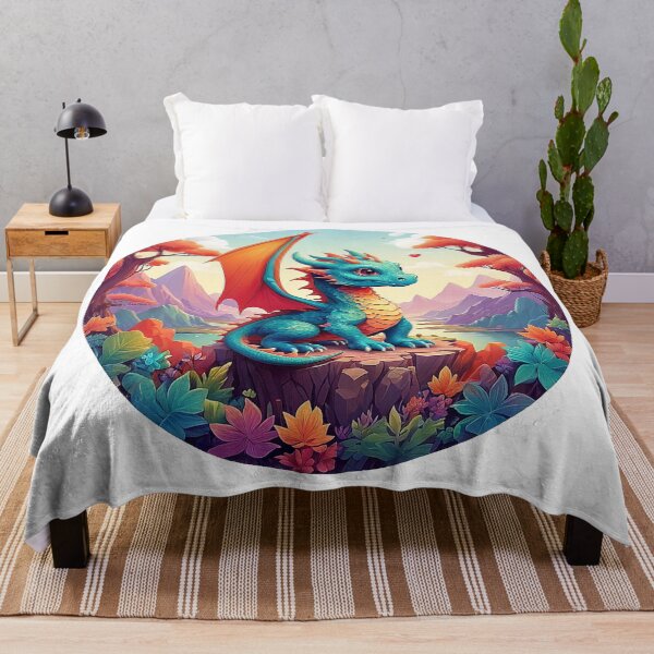 Item preview, Fascinating Turqrange Dragon: On ledge in Blossom Dream designed and sold by Minpadesign.