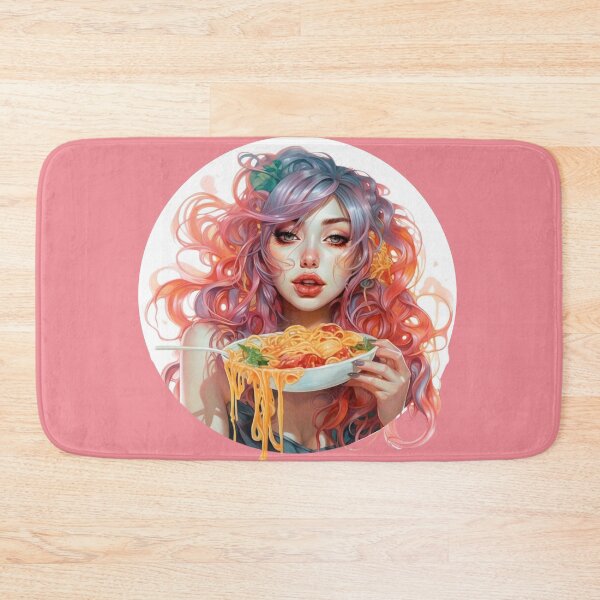 Item preview, Girl Eating Spaghetti, Pasta Lover, Foodie Art designed and sold by whiteraven-shop.