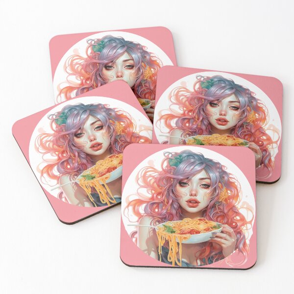 Item preview, Girl Eating Spaghetti, Pasta Lover, Foodie Art designed and sold by whiteraven-shop.