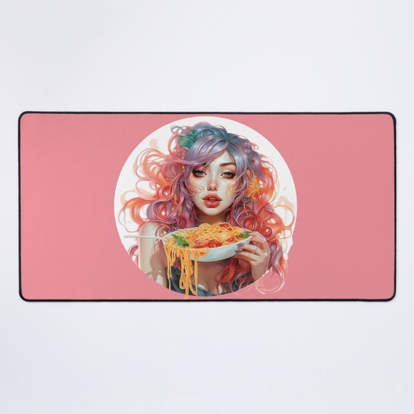Item preview, Girl Eating Spaghetti, Pasta Lover, Foodie Art designed and sold by whiteraven-shop.