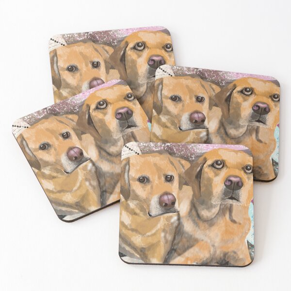 Item preview, Twin Golden Retriever dogs share a picture perfect moment designed and sold by mazarte.