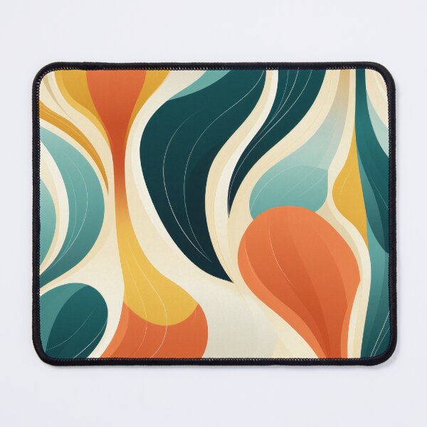 Item preview, Mid-Century Modern Abstract Curves Pattern in Navy, Teal, Coral and Mustard #4 designed and sold by EtherealEchoes.