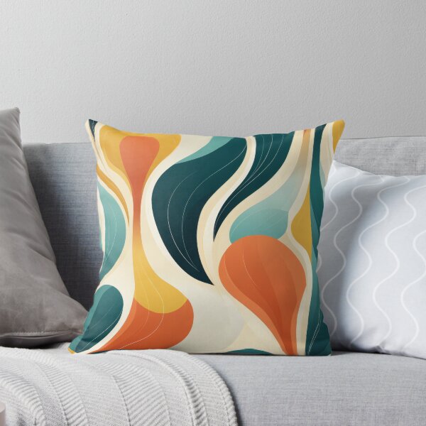 Item preview, Mid-Century Modern Abstract Curves Pattern in Navy, Teal, Coral and Mustard #4 designed and sold by EtherealEchoes.