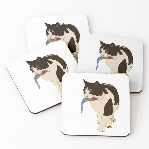 Item preview, Cat with fish designed and sold by bubbleboat-art.