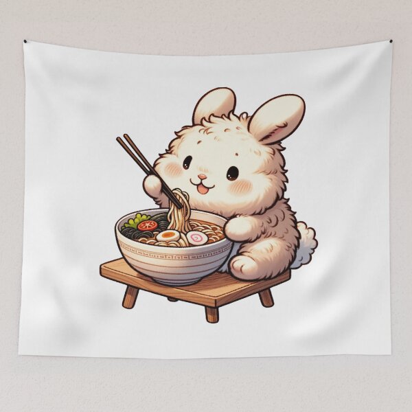 Item preview, Rabbit Eating Ramen | Cute Rabbit | Chopsticks | Kawaii designed and sold by ShopCoolStop.