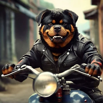 Artwork thumbnail, Rebel Rottweiler Rides by DoggyDream
