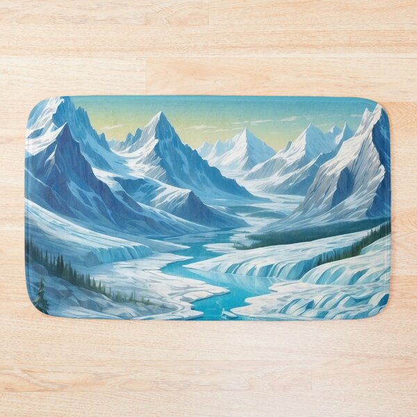 Item preview, Icy valleys with frozen rivers and mountains covered with snow. Cartoon sketch painting style designed and sold by Andrey-Myagkov.