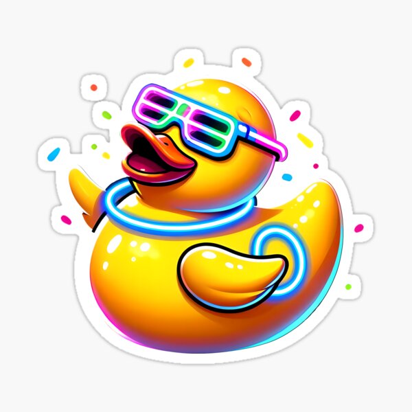 Vista previa del artículo con la obra «Patito de goma Raver», diseñado y vendido por StickaTime.
