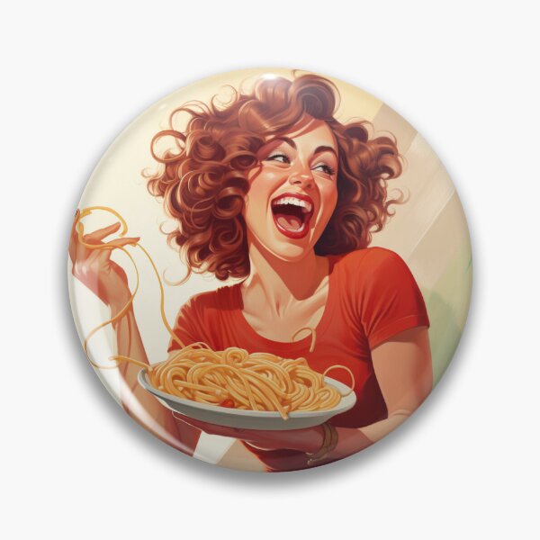 Item preview, Vintage Girl Eating Spaghetti, Pasta Lover, Foodie Art designed and sold by whiteraven-shop.