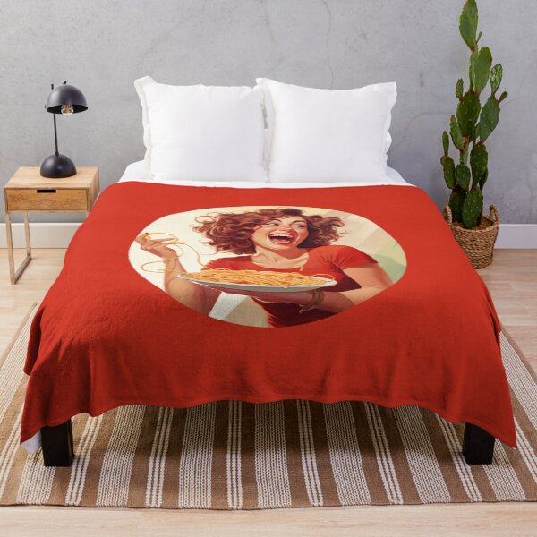 Item preview, Vintage Girl Eating Spaghetti, Pasta Lover, Foodie Art designed and sold by whiteraven-shop.