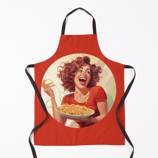 Item preview, Vintage Girl Eating Spaghetti, Pasta Lover, Foodie Art designed and sold by whiteraven-shop.
