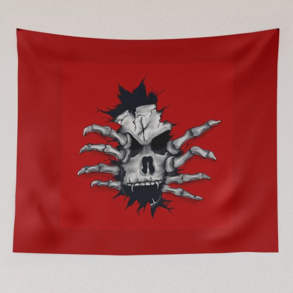 Item preview, Red Revenant, abstract halloween skeleton demon skull designed and sold by MayGreenAbgrall.
