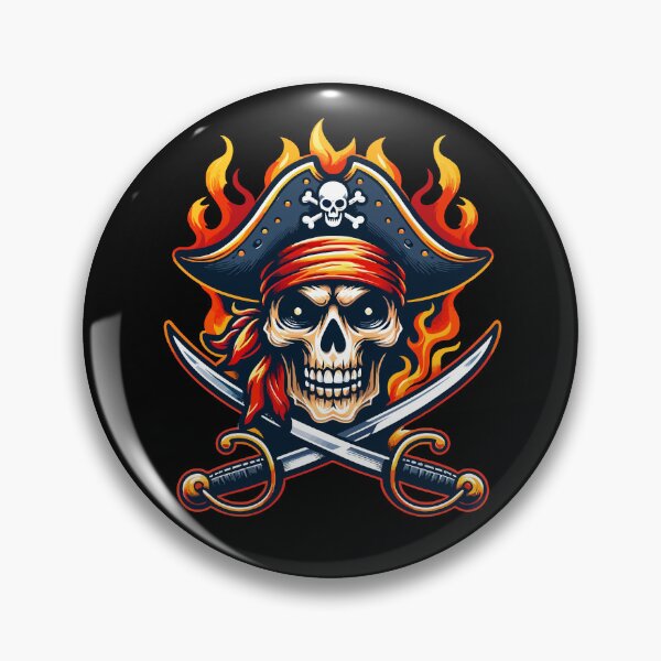 Item preview, Infernal Corsair: Fiery Pirate Skull with Crossed Swords designed and sold by artwaves.