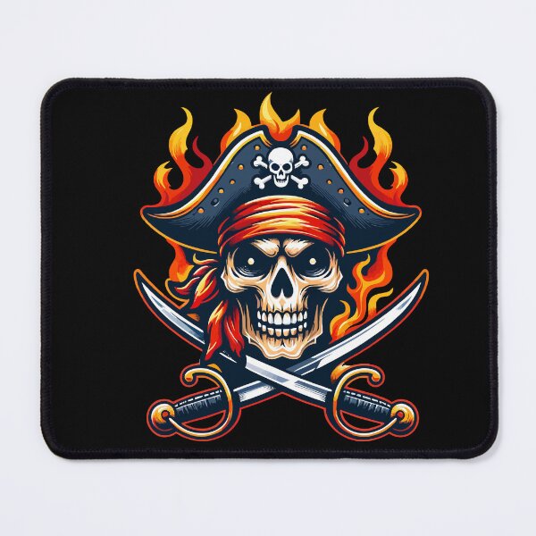 Item preview, Infernal Corsair: Fiery Pirate Skull with Crossed Swords designed and sold by artwaves.