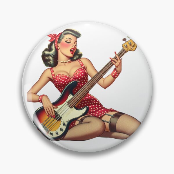 Item preview, Slappin Bass Pin Up designed and sold by PulpVintage.