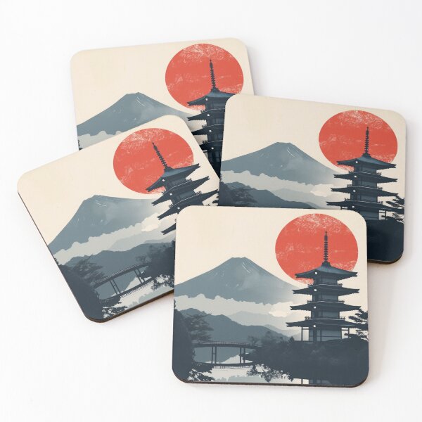 Item preview, Japanese Temple And Mount Fuji designed and sold by Scraponzo.