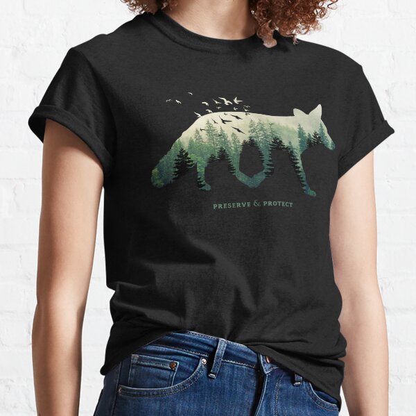 Item preview, Preserve & Protect Fox Silhouette National Park Nature Double Exposure Forest Save the Environment Climate Change Wilderness Hiking Camping designed and sold by lanynx design.