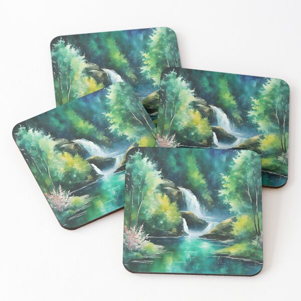 Item preview, Sparkling Waterfall Watercolor Painting designed and sold by colorvisionart.