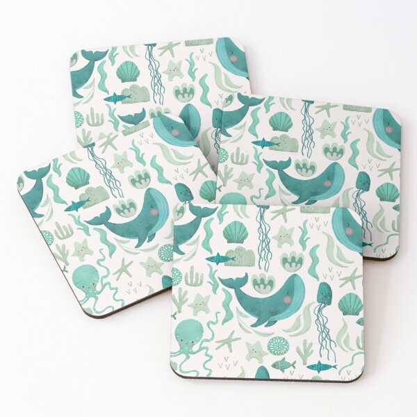 Item preview, Under the sea creatures ia a blue and green pattern designed and sold by Ilana Ewing Designs.