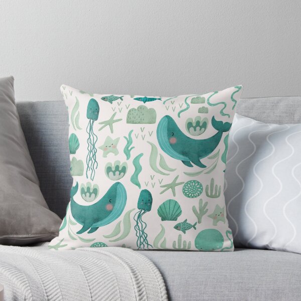 Item preview, Under the sea creatures ia a blue and green pattern designed and sold by Ilana Ewing Designs.