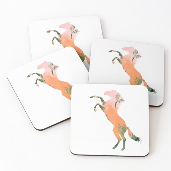 Item preview, Horse rearing with a beautiful tropical jungle background, pink and green, for every horse lover! designed and sold by PICbyFemke.
