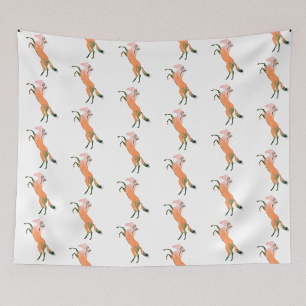 Item preview, Horse rearing with a beautiful tropical jungle background, pink and green, for every horse lover! designed and sold by PICbyFemke.