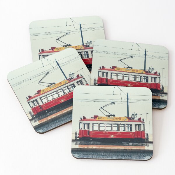 Item preview, A Red Tram On A Wet Street. Terreiro do Paço, Lisbon (Lisboa), Portugal designed and sold by João Miguel.