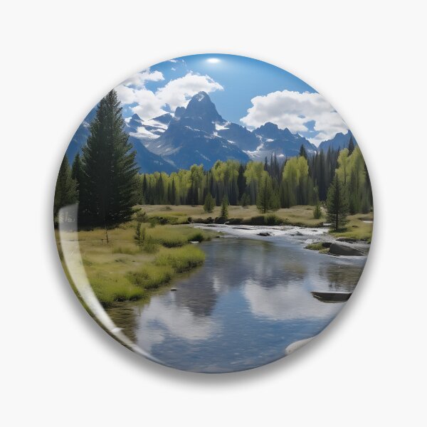 Item preview, A river with trees and mountains in the background designed and sold by johndesign88.