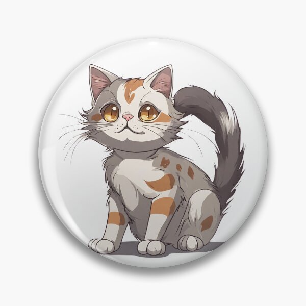 Item preview, Three-coloured anime-style cat with a fluffy tail designed and sold by MollyPetDesigns.