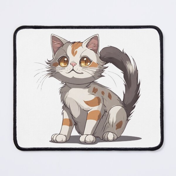 Item preview, Three-coloured anime-style cat with a fluffy tail designed and sold by MollyPetDesigns.
