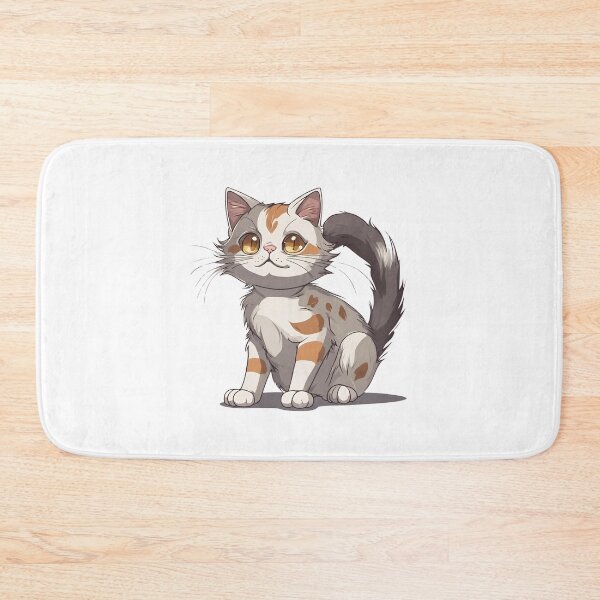 Item preview, Three-coloured anime-style cat with a fluffy tail designed and sold by MollyPetDesigns.