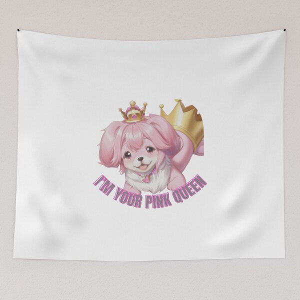 Item preview, Cute anime pink dog with the crown  designed and sold by cosy-style.