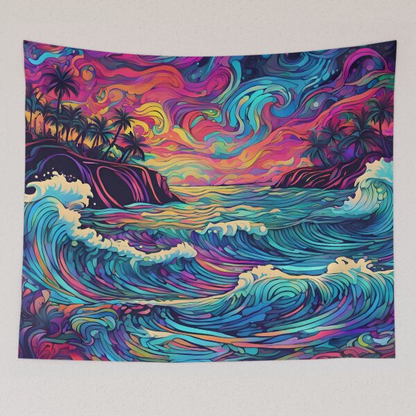 Item preview, Galactic Dreamscapes - Psychedelic Seaside Oasis designed and sold by colorvisionart.