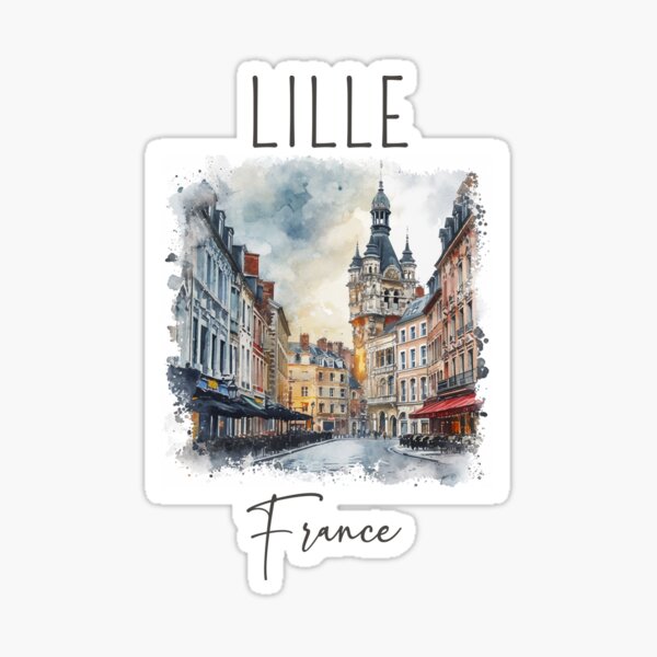 Vista previa del artículo con la obra «Diseño en acuarela de Lille - Francia», diseñado y vendido por Sketch-Shack.