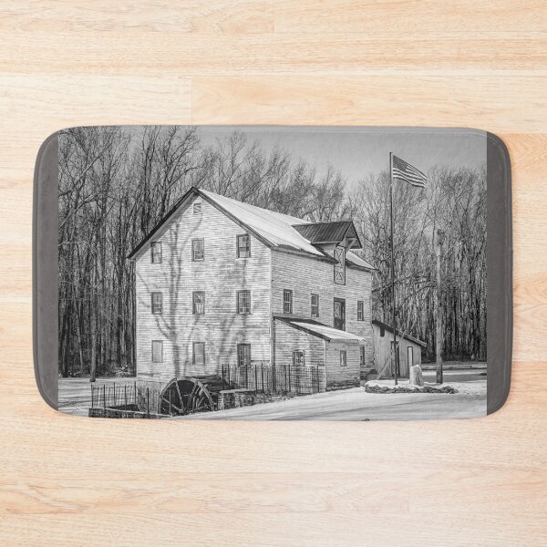 Item preview, The Daretown Grist Mill, In Winter - Black & White designed and sold by Lanis Rossi.
