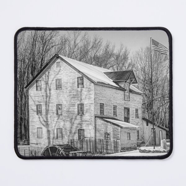 Item preview, The Daretown Grist Mill, In Winter - Black & White designed and sold by Lanis Rossi.