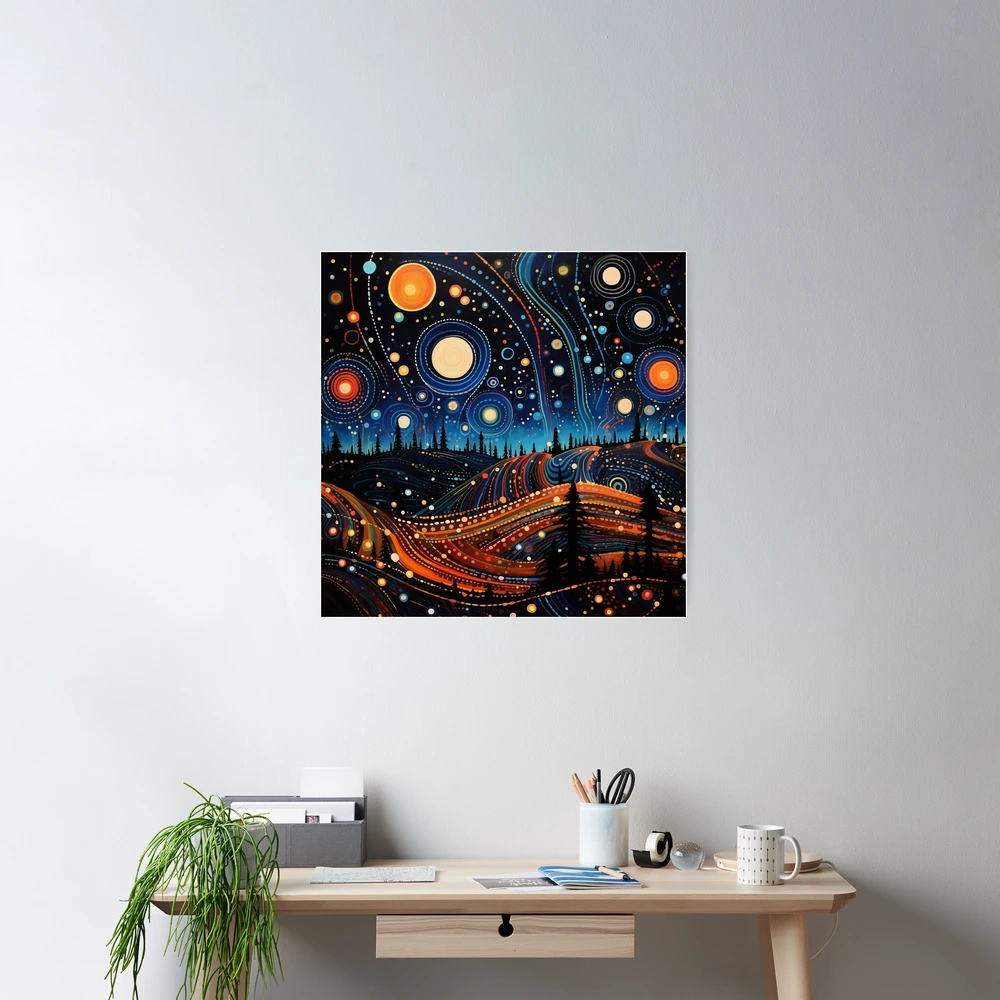 Whimsical Magical Folk Art Night Sky