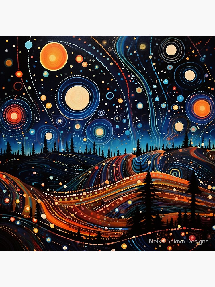 Whimsical Magical Folk Art Night Sky