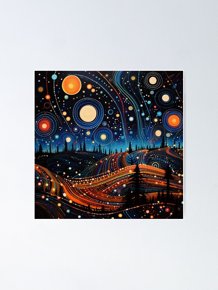 Whimsical Magical Folk Art Night Sky