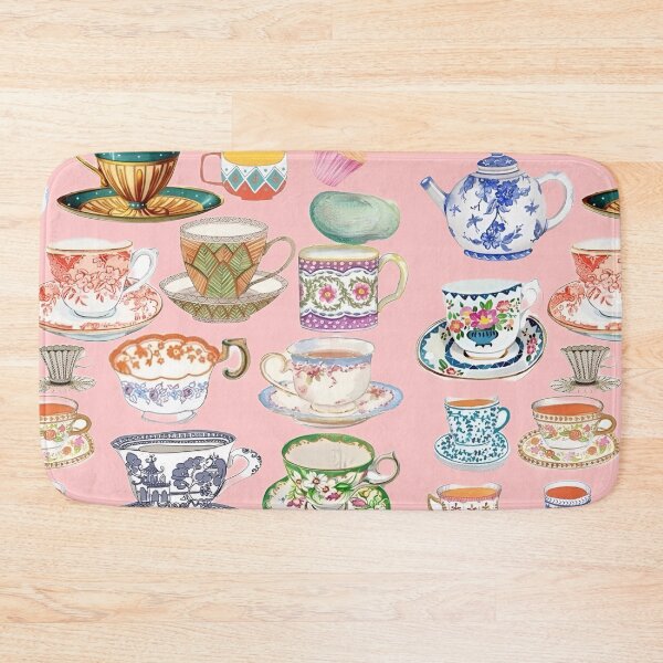 Item preview, Tea cups and cakes on peach background designed and sold by SophieClimaArt.