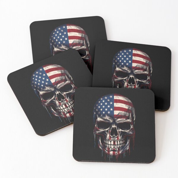 Item preview, American flag skull. designed and sold by Linework Studio.