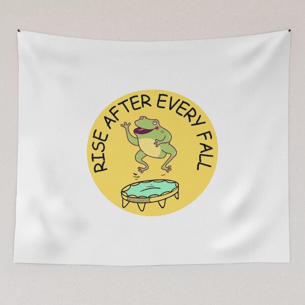Item preview, Rise after every fall, funny frog jumping on a trampoline designed and sold by BritishDelights.