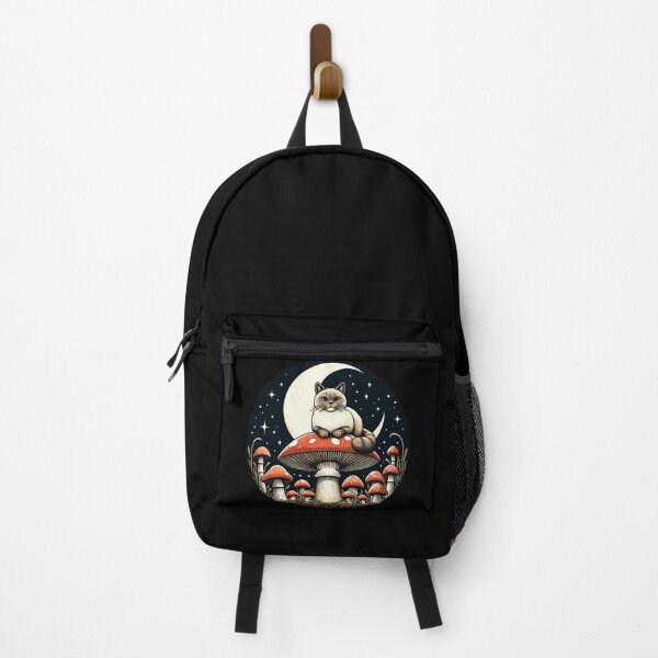 Item preview, Funny Vintage White Cat in Mushroom Garden designed and sold by TomFrontierArt.