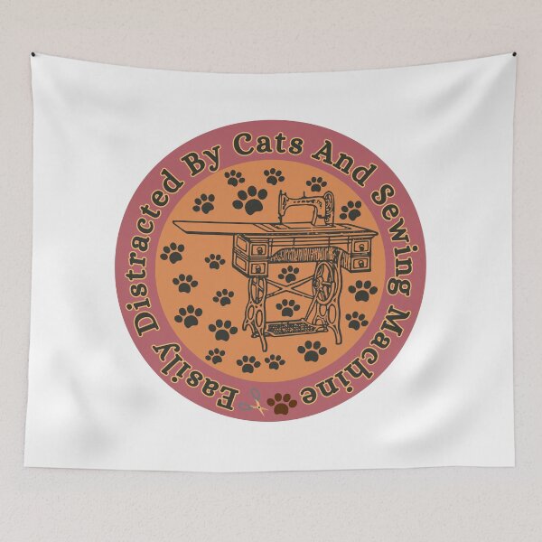 Item preview, Easily Distracted By Cats And Sewing Machine designed and sold by Wiss2Arts.