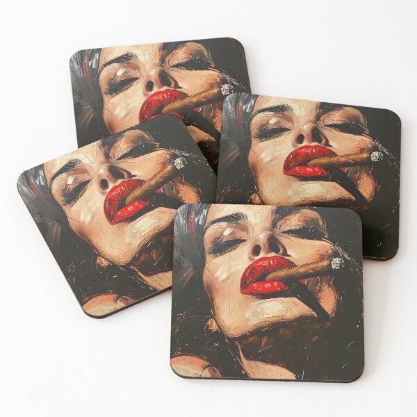 Item preview, Minimalist Marvel- Exploring the Essence of Cubism Through the Delicate Dance of Red Lips and Cigar  designed and sold by OlfactoART Studio.