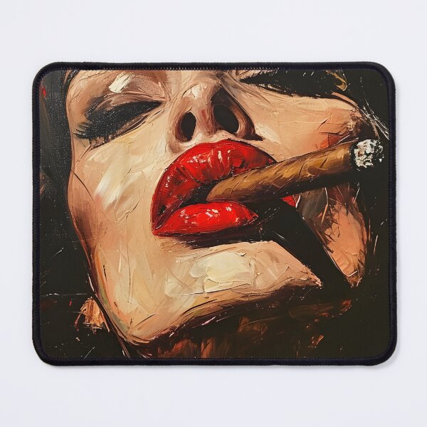 Item preview, Minimalist Marvel- Exploring the Essence of Cubism Through the Delicate Dance of Red Lips and Cigar  designed and sold by OlfactoART Studio.