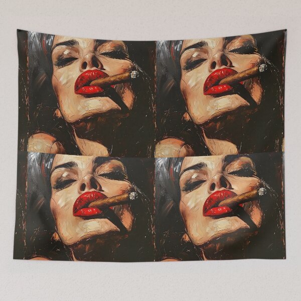 Item preview, Minimalist Marvel- Exploring the Essence of Cubism Through the Delicate Dance of Red Lips and Cigar  designed and sold by OlfactoART Studio.